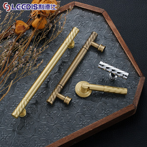 LCCDIS French Style Brass Cabinet Handle Bar Shape Drawer Door Pull Durable Die Casting <b>Copper</b> Material - Product Image 1