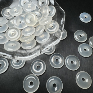 진진 천연 얼음 투명 마노 15mm 평화 버클 펜던트 루즈 비즈 쥬얼리 DIY 팔찌 스페이서 NGTC 인증 - Product Image 3