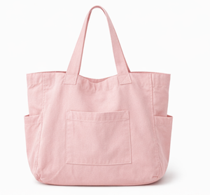 Custom Logo Size Summer Pink Cotton Canvas <b>Tote</b> <b>Bag</b> for Ladies Handled <b>Tote</b> Canvas Beach <b>Bags</b> With Side Pockets - Product Image 3