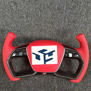 Volante personalizable S Line Volante Lenkrad de fondo plano medio de cuero para Audi A3 A6 C7 R8 <span class=keywords><strong>RS3</strong></span> S3 A7 RS6 A4 B9 B8 TT R8 A8 - Product Image 1