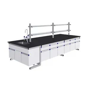 Hot Sale Modern and Industrial Laboratory Island Bench with Faucet Sinks and Reagent Racks for Dental Medical Workshops