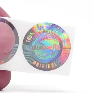 Die Cut Waterproof Holographic Labels Supplier Custom Blue Logo Round Hat Hologram Sticker