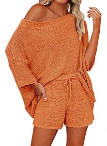Complimenti da donna 2 pezzi maglione Set Top Shorts in maglia con spalle abbinati ai graziosi Set da salotto del <span class=keywords><strong>pigiama</strong></span> - Product Image 4