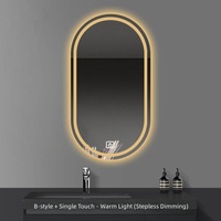 Зеркало LED-подсветка овальной формы с функцией антизапотевания, изготовленное на заказ производителем |   Сенсорный экран с 3-цветной регулировкой яркости, водонепроницаемый IP44, безрамочный, в стиле середины века, для спальни