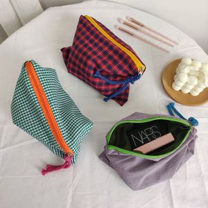 Retro Plaid Gingham Eco-Friendly Soft Reusable Cotton Fabric <b>Backpack</b> Multi-functional Travel Makeup Storage Foldable Portable - Product Image 2