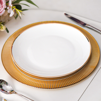 Assiette de Présentation en Verre de Luxe Dorée à Bordure Dorée, Technique d'Émail Coloré, pour Mariages et Banquets – Vente en Gros