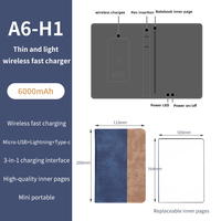 Journal intime intelligent OEM ODM, classeur moderne en cuir PVC/PP à spirale A5/A6 mignon, chargeur sans fil, banque d'alimentation économique
