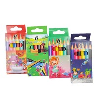 Crayons de couleur en plastique pour enfants, mini-set de dessin et d'écriture pour l'école primaire, avec mine non soluble, motif dessin animé