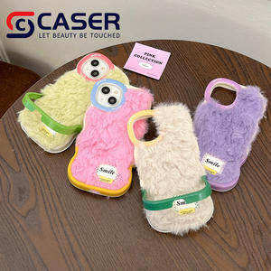 Otoño Invierno <span class=keywords><strong>chica</strong></span> piel sensación funda de teléfono móvil para iPhone 13 14 15 16 Pro Max piel Color sólido etiqueta <span class=keywords><strong>Invisible</strong></span> soporte funda de teléfono - Product Image 1