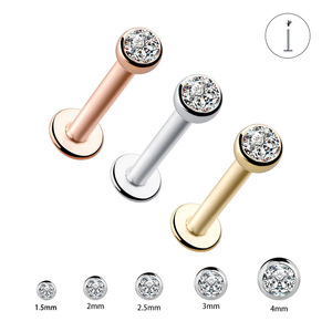 จิวเจาะริมฝีปากสแตนเลสสตีลสวยงาม1.5-4มม. 1.2มม. แกนเพทายเพชรทันสมัยออกแบบได้ตามต้องการ - Product Image 4