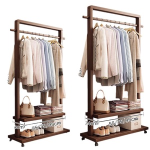 Mobile storage <b>clothes</b> rack, indoor hotel bedroom home floor <b>clothes</b> rack, durable natural wood coat rack - Product Image 5