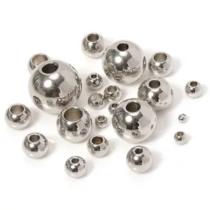 Espaçador de bola redonda de aço inoxidável, contas redondas de 2 mm de alta qualidade para fazer joias, contas espaçadoras de metal redondas para fazer joias