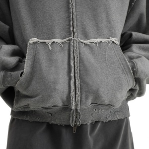 เสื้อฮู้ดดี้ผู้ชายทรงหลวม น้ำหนัก 500 กรัม ผ้าฝ้าย 100% ลุคทำสีซีดสไตล์วินเทจ สีพื้น สตรีทแฟชั่น - Product Image 5