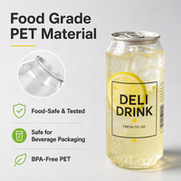 Boîtes en PET transparentes de qualité alimentaire pour boissons, logo personnalisé, ouverture facile, 250 ml, 500 ml, 1000 ml, vente en gros, approvisionnement en vrac, usine