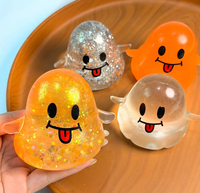 Jouet Squishy Fantôme en TPR Extensible et Collant, Fait Main, Anti-Stress, à Presser, pour Halloween