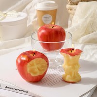 Bougie parfumée artisanale en forme de pomme, pièce décorative fruitée, peinte à la main, haut de gamme, créative, emballage cadeau de fêtes