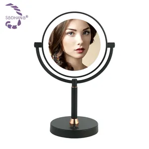 Portable 360 Rotation Round Makeup Mirror With Double Sided Magnifying Times 1X-10X For Tabletop Bedroom Bathroom Use