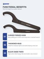 68-130mm Drop Forged High Carbon Steel Black Oxide Finish High Torque Thickened Head Round Nut C Hook Spanner Wrench