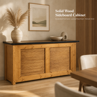 Buffet en bois massif de pin, style rustique, avec portes à persiennes, pour la cuisine ou la salle à manger