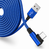 Cable de Carga Rápida USB 2.0 Tipo-C 2A de Nailon con Ángulo Recto Extendido para Teléfono Móvil IOS y Banco de Energía Togudu