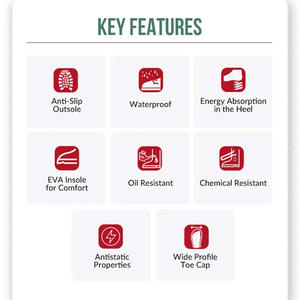 รองเท้าทำงานพีวีซีหัวรอบเท้ากันน้ำเกรดอุตสาหกรรมสำหรับสภาพฝนตกและมีโคลน - Product Image 4