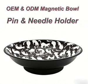 Mangkuk Magnetik Pola Hitam 4 Inci dengan Cetakan Penuh, Alat Penahan Jarum, Magnet Jarum Jahit, Penjepit Jarum, Kustomisasi Jarum - Product Image 1