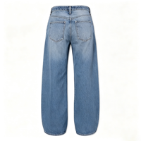 Jeans à jambes courbes pour femmes, taille basse, coupe baril, en denim, pour un look brunch en ville sur le toit