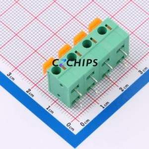 MX142R-7.62-04P-GN01-Cu-A Spring Terminal Block Bent Lead Through Hole,P=7.62mm Connector 1x4P 7.62mm Green Right Angle Insert - Product Image 1