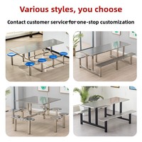 Tables et chaises de restaurant modernes et minimalistes sur mesure avec plateau en fibre de verre et structure en acier inoxydable - Ensembles pour usage commercial