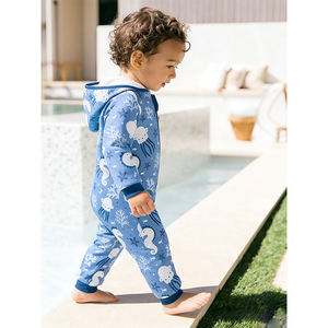 Fermeture à glissière avant imperméable après la natation Onesie Hoddied maillot de bain avec doublure en polaire pour garder les petits au chaud après les cours de natation - Product Image 6