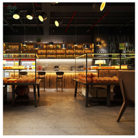 Comptoir de caisse en marbre et acier inoxydable pour restaurant, café, avec éclairage LED écologique et durable