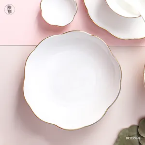 Piatto per cena in porcellana con design moderno da cucina per la casa in oro con stampa personalizzata piatti in ceramica nordica di lusso