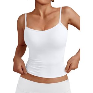 Womens <b>Adjustable</b> Camisole Sleeveless <b>Square</b> Neck Spaghetti Strap Tank Top Breathable Knitted Spandex Polyester Basic Shirt - Product Image 1
