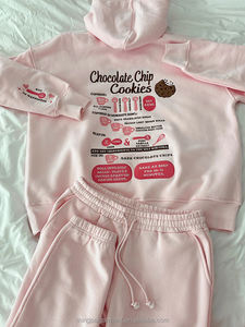 Sudadera con Capucha Rosa Extra Grande para <span class=keywords><strong>Mujer</strong></span> con Bordado de Receta de Galletas con Chispas de Chocolate, Diseño Personalizado, Sudadera Informal con Capucha, Pedido al por Mayor - Product Image 4