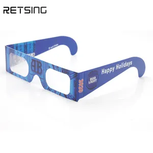 Toptan özelleştirilmiş kağıt ışığı kıran gözlükler Rave kağıt havai fişek 3D gözlük