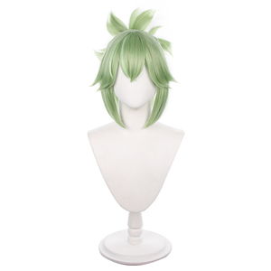 Peluca de Cosplay de Kuki <span class=keywords><strong>Shinobu</strong></span> de Genshin Impact, Sintética, Corta, Verde, Resistente al Calor, de 33 cm, para Mujer, de Ainizi - Product Image 2