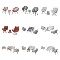 Ensemble bistrot 3 pièces en rotin pour extérieur, résistant à l'eau, table et chaises de patio pour hôtel, villa, cour
