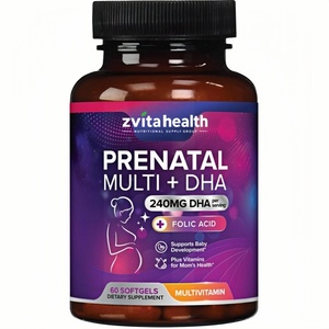Vitaminas Prenatales de Marca Propia con Ácido Fólico y Omega 3 DHA, Multivitamínico Diario para el <span class=keywords><strong>Embarazo</strong></span> Sin OMG, 60 Cápsulas Blandas - Product Image 1