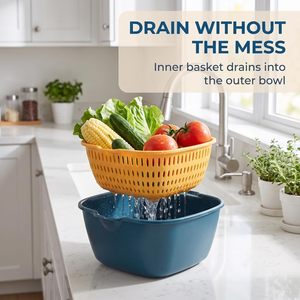 Ensemble de 6 paniers de vidange double couche pour évier avec poignée, multifonctionnel pour cuisine, bol à fruits, lavage, séchage et rangement alimentaire - Product Image 3