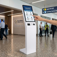 Kiosque de commande et de paiement en libre-service 21,5 pouces avec écran tactile multipoint 10 points, imprimante thermique, scanner NFC et codes-barres pour file d'attente bancaire