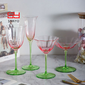 Ensemble de verres à vin en cristal haut de gamme SUNYO, couleur dégradée, verres à fleurs et verres à vin rouge, élégants pour le vin, les coupes à champagne - Product Image 1