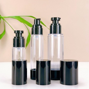Round Shape Black Transparent Clear15ml 30ml 50ml 80ml 100ml 120ml AS Plastic Airless <b>Bottle</b> with Spray Lotion <b>Pump</b> for Cosmetic - Product Image 4