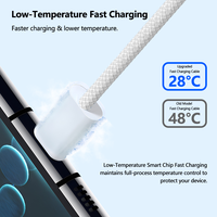 Nuevo Cable USB Tipo C a Tipo C de Nailon Trenzado de 60w con Carga Rápida PD 2.0 para Productos Electrónicos