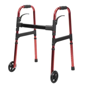 Medical Heavy-duty Adult Folding Walker with wheels and handbrakes Quick-lerease Fully Adjustment Walker Frame for Seniors