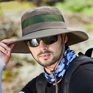 NUEVO Verano Venta al por mayor <span class=keywords><strong>Big</strong></span> Brim Cooling <span class=keywords><strong>Men</strong></span> Fisherman Plain Outdoor Hat Sombreros de cubo de secado rápido con cuerda - Product Image 2