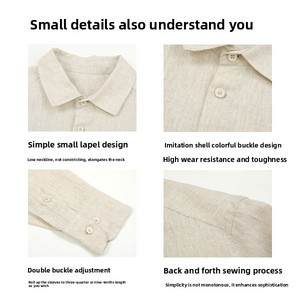 Camicia in <span class=keywords><strong>Lino</strong></span> Organico <span class=keywords><strong>da</strong></span> <span class=keywords><strong>Uomo</strong></span> a Maniche Lunghe, Pura Canapa, Casual Slim Fit, Camicia Estiva Comoda e Personalizzabile - Product Image 5