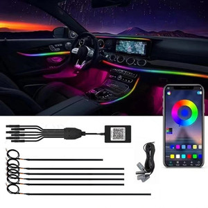 Iluminación Ambiental para Automóvil, Luces LED de Neón que Cambian de Color, Decoración Interior para Automóvil, Tira de Luces Decorativas de Acrílico - Product Image 1