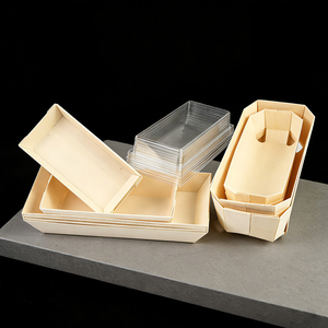 Boîte <span class=keywords><strong>alimentaire</strong></span> carrée rectangulaire, plateau à gâteau, plateau à burger avec couvercle, vente en gros, plateau à sushi, conteneur en <span class=keywords><strong>bois</strong></span> compostable, <span class=keywords><strong>emballage</strong></span> <span class=keywords><strong>alimentaire</strong></span> écologique - Product Image 2
