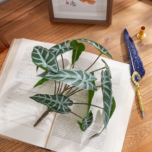 CallaFloral Plante Artificielle Miniature Alocasia en PVC Tissu Brillant, Lot Multi-pièces, Décoration de Mariage, Décoration d'Intérieur - Product Image 1