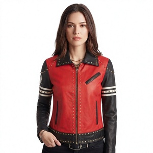Women’s Custom Leather Fashion Leather <b>Jacket</b> Punk Rock Style OEM Custom Design Women Leather <b>Jacket</b> - Product Image 1